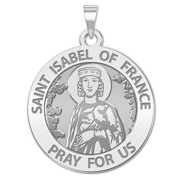 Picturesongold.Com Saint Isabel of France Religious Medal Necklace Pendants - 1 inch Size of a Quarter - Sterling Silver