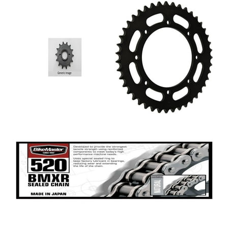 BIKEMASTER 520 BMXR Sealed Chain, SUNSTAR Front & Rear Steel Sprocket Kit for Street KAWASAKI KLR 650