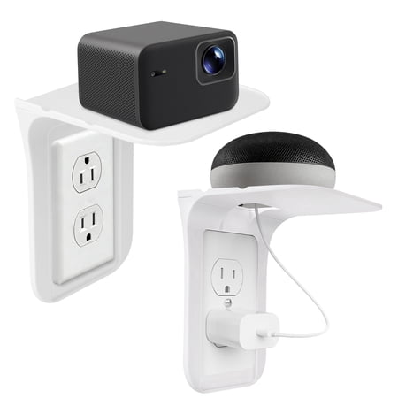 2pcs Outlet Shelf, TSV Bathroom Wall Holder with Built-in Cable Management, Wall Organizer for Smart Home Decor, Socket Shelves for Bedroom, Kitchen