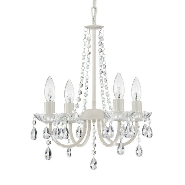 Small White Chandelier Light Fixture 4Light White Crystal Chandeliers