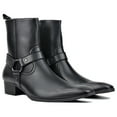 thumbnail image 5 of OSSTONE Dress Boots Chelsea Designer Boots for Men Zipper-up Leather Microfiber Casual Heel Shoes JY015-CQ-7.5 Black, 5 of 6