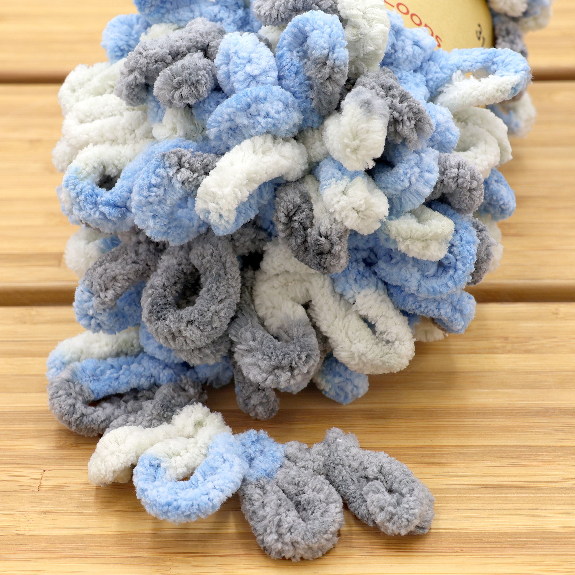 JubileeYarn Fun Finger Loops Yarn - Jumbo Polyester - Team Spirit Colors - 100g/Skein - Multicolor Grey Light Blue - 3 Skeins