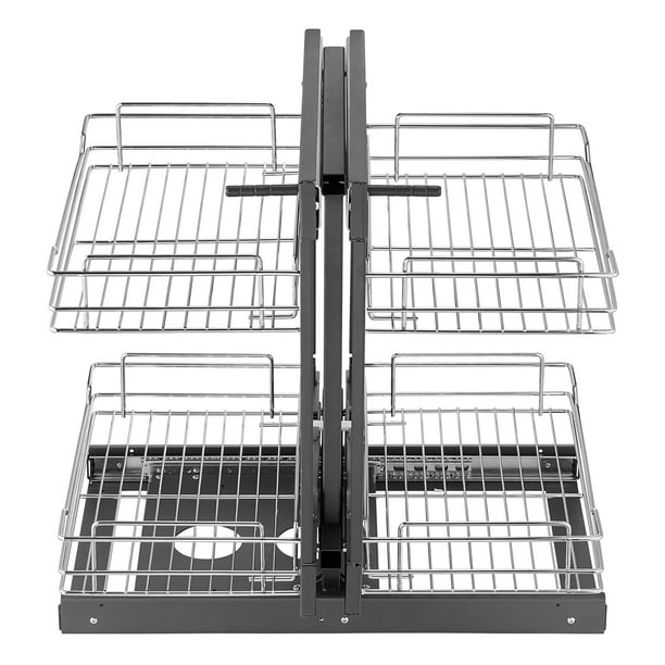 VEVOR Organizador extraíble de esquina ciega con 2 niveles y 4 estantes para gabinete de cocina, cromado