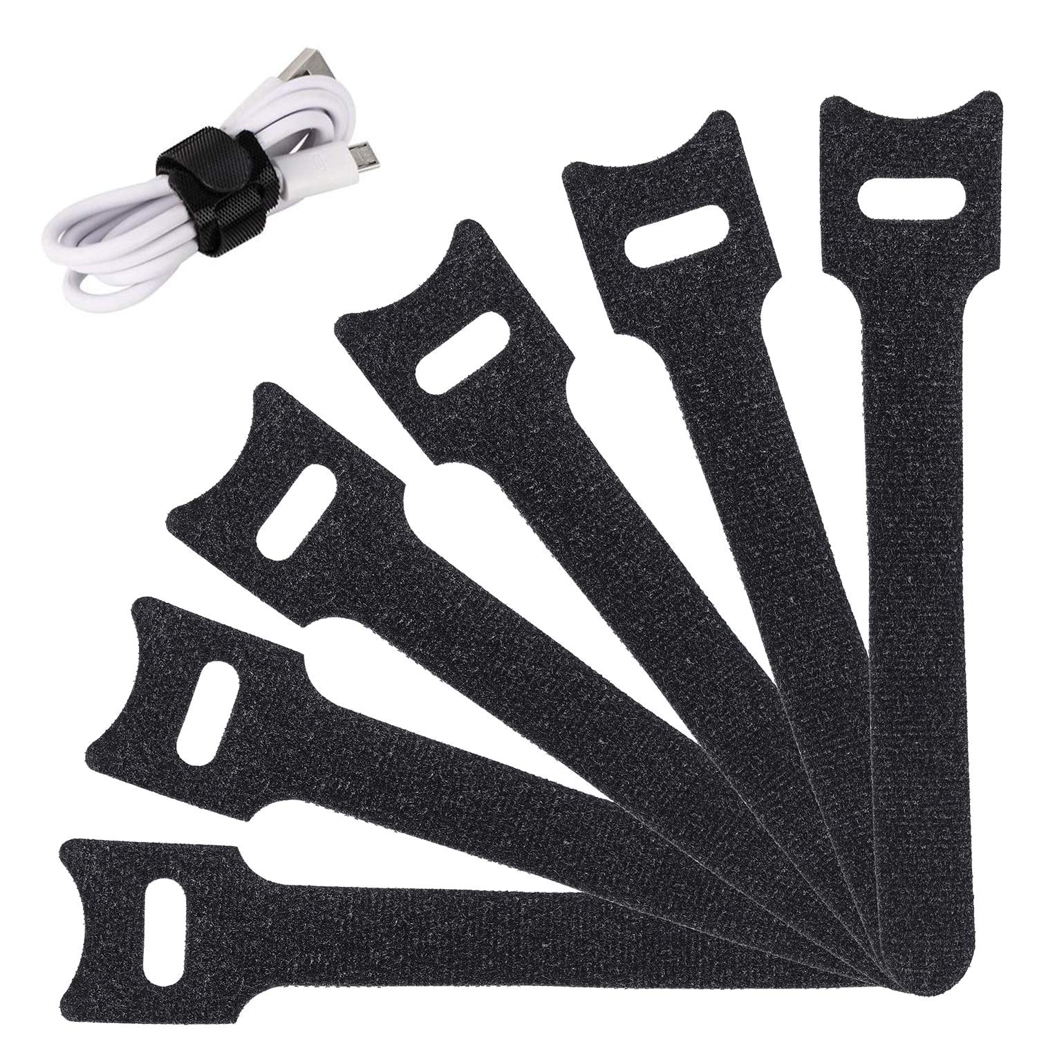 10 Pack Hook and Loop Reusable Fastening Cable Tie Down Straps Adjustable Sizes Hook and Loop and Ties for Securing Items at Home Work and Outdoor