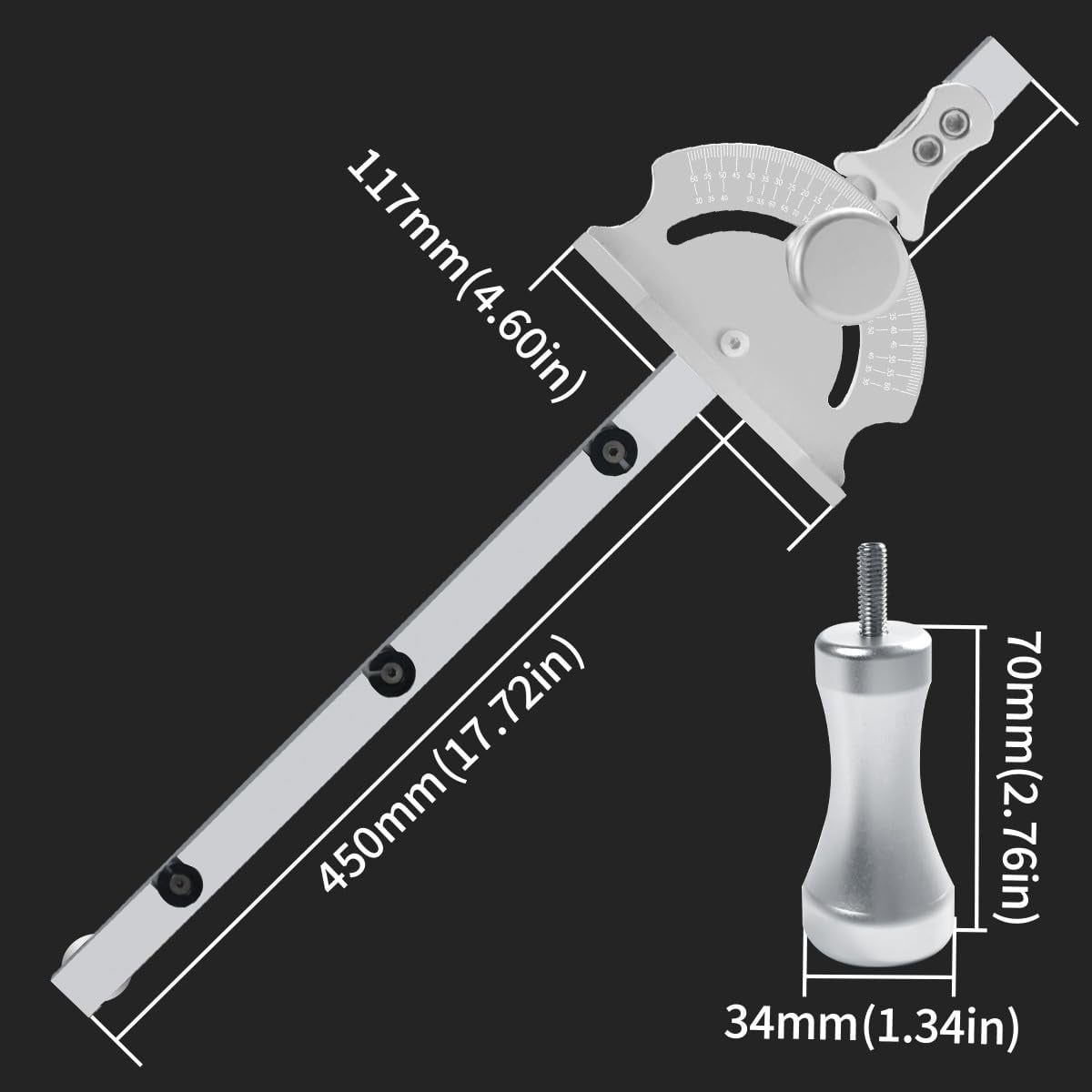 Miter Gauge Fixed Angle Gear Shifting Hole Universal Table Saw Gauge, Miter Saw Protractor With A Standard Slot Bar