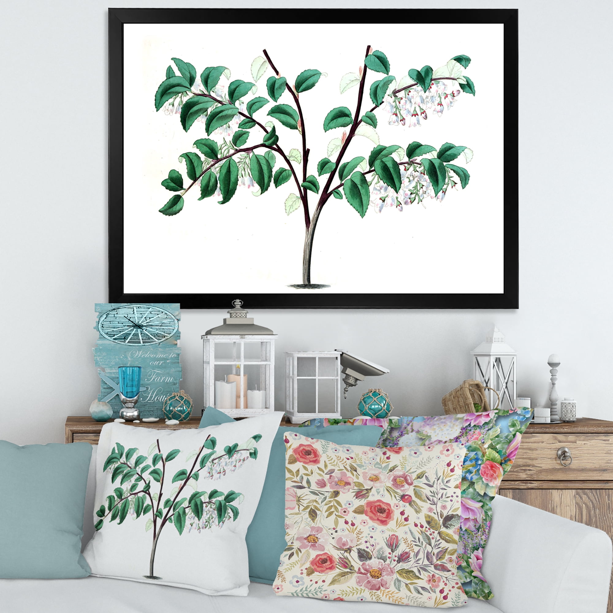 Designart 'Ancient Green Leaves Plants I' Traditional Framed Art Print