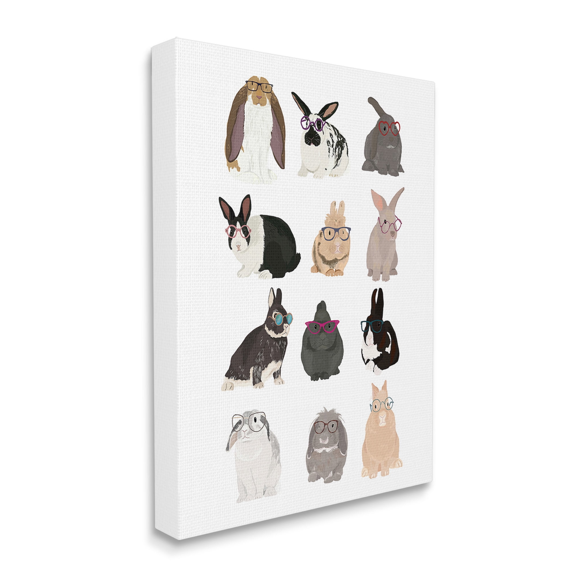 Stupell Industries Varied Hipster Bunnies Animals & Insects Painting Gallery Wrapped Canvas Art Print Wall Art, 24 x 30