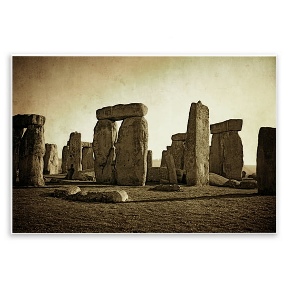 Stupell Industries Distant Stonehenge Sepia Landscape & Nature Photography Unframed Art Print Wall Art, 15 x 10