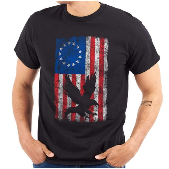 Bald Eagle American Colonies USA Flag Men's Graphic T Shirt Tees Brisco Brands M