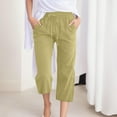thumbnail image 2 of Fashion Versatile Solid Color 7 Point Pants for Women Summer Casual Elastic Cropped Pants Comfy Soft Large Size Pants, 2 of 5