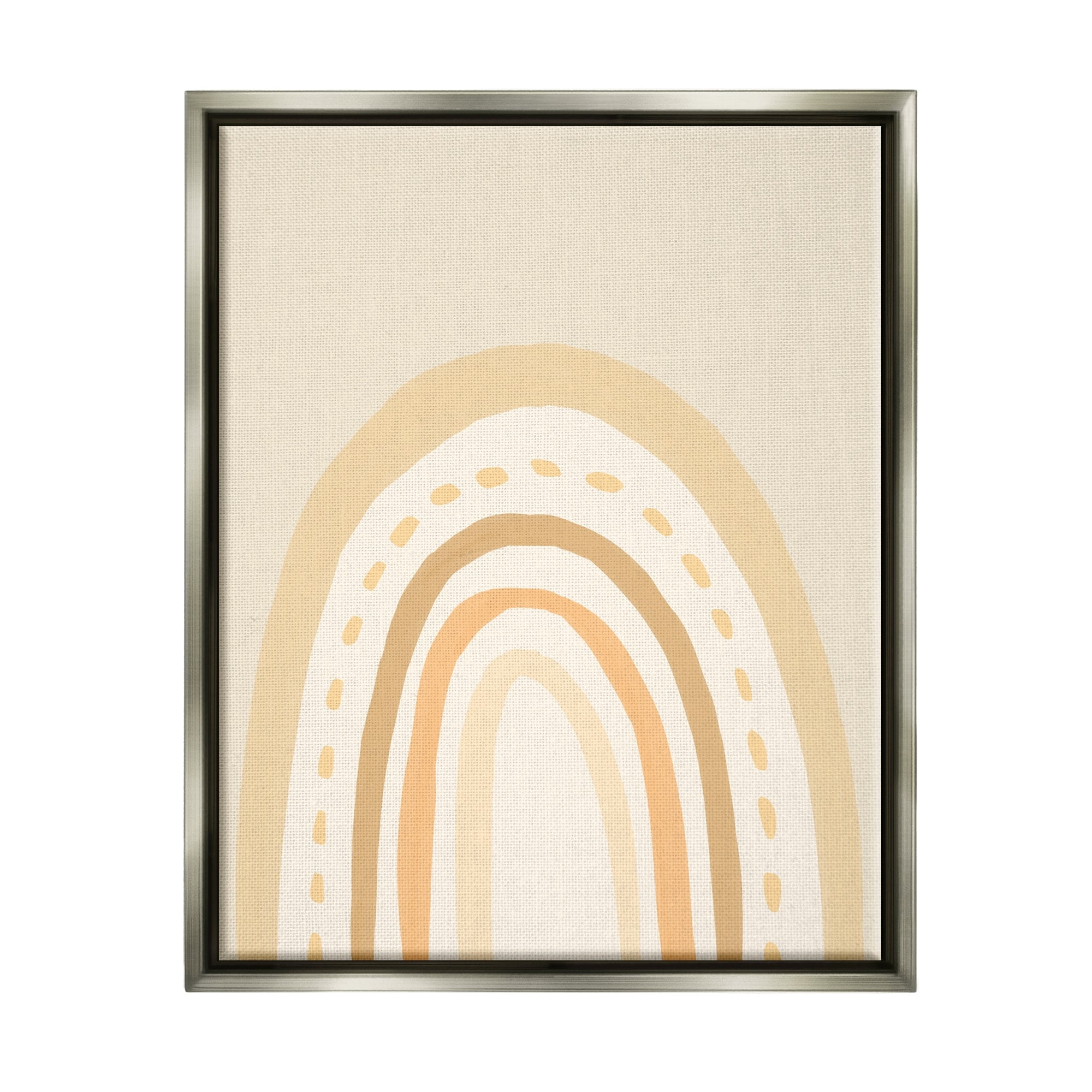Stupell Industries Minimal Rainbow Stripes Neutral Tones Dashed Lines Graphic Art Luster Gray Floating Framed Canvas Print Wall Art, Design by Heather McLaughlin