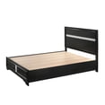 thumbnail image 2 of Benjara Regi Queen Bed- 2 Storage Drawers- Silver Striped Headboard- Black Wood, 2 of 6