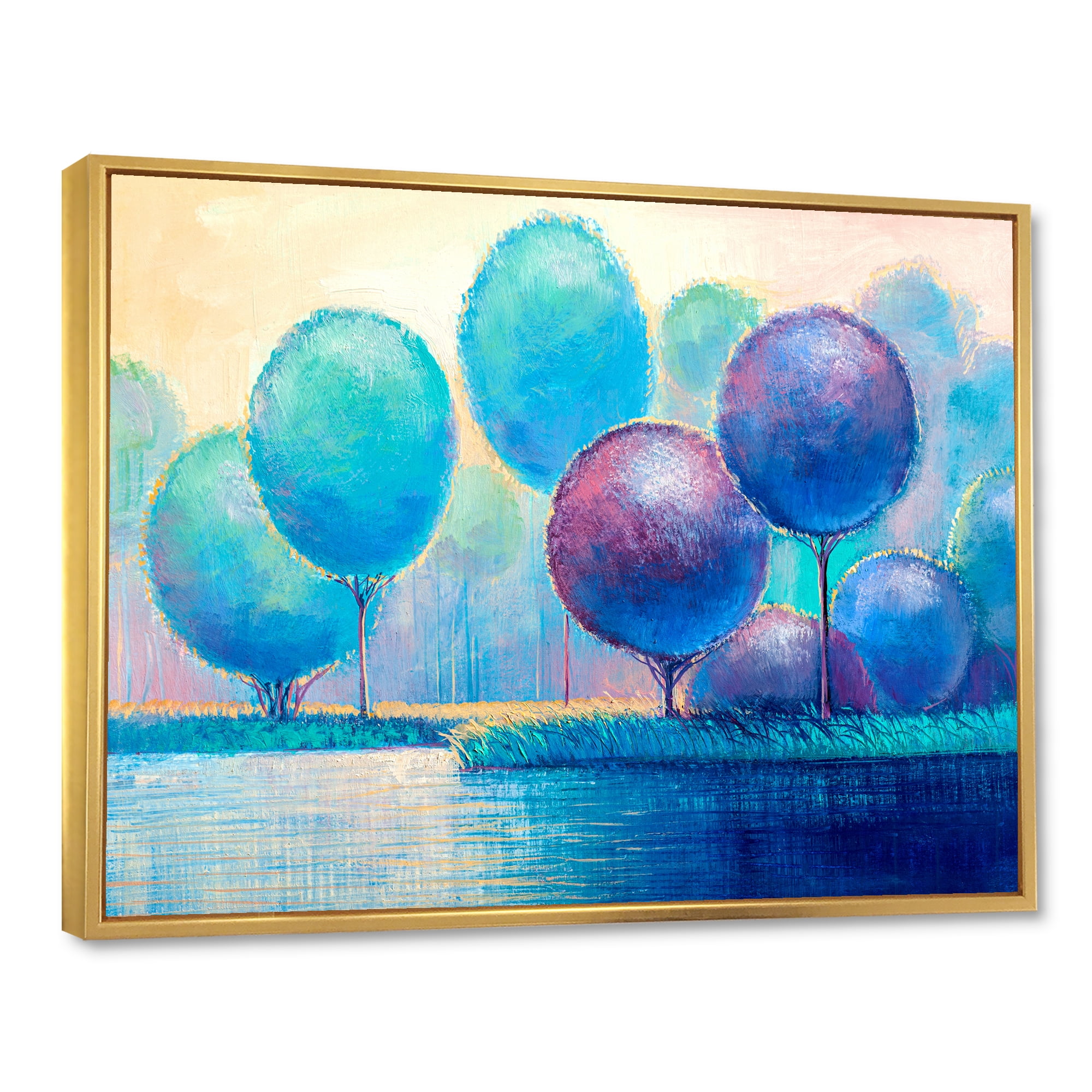 Designart 'Ornamental Colourful Trees V' Modern Framed Canvas Wall Art Print