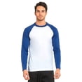 thumbnail image 2 of DailyWear Mens Casual Long Sleeve Plain Baseball Cotton T Shirts Royal Blue/White, Large, 2 of 4
