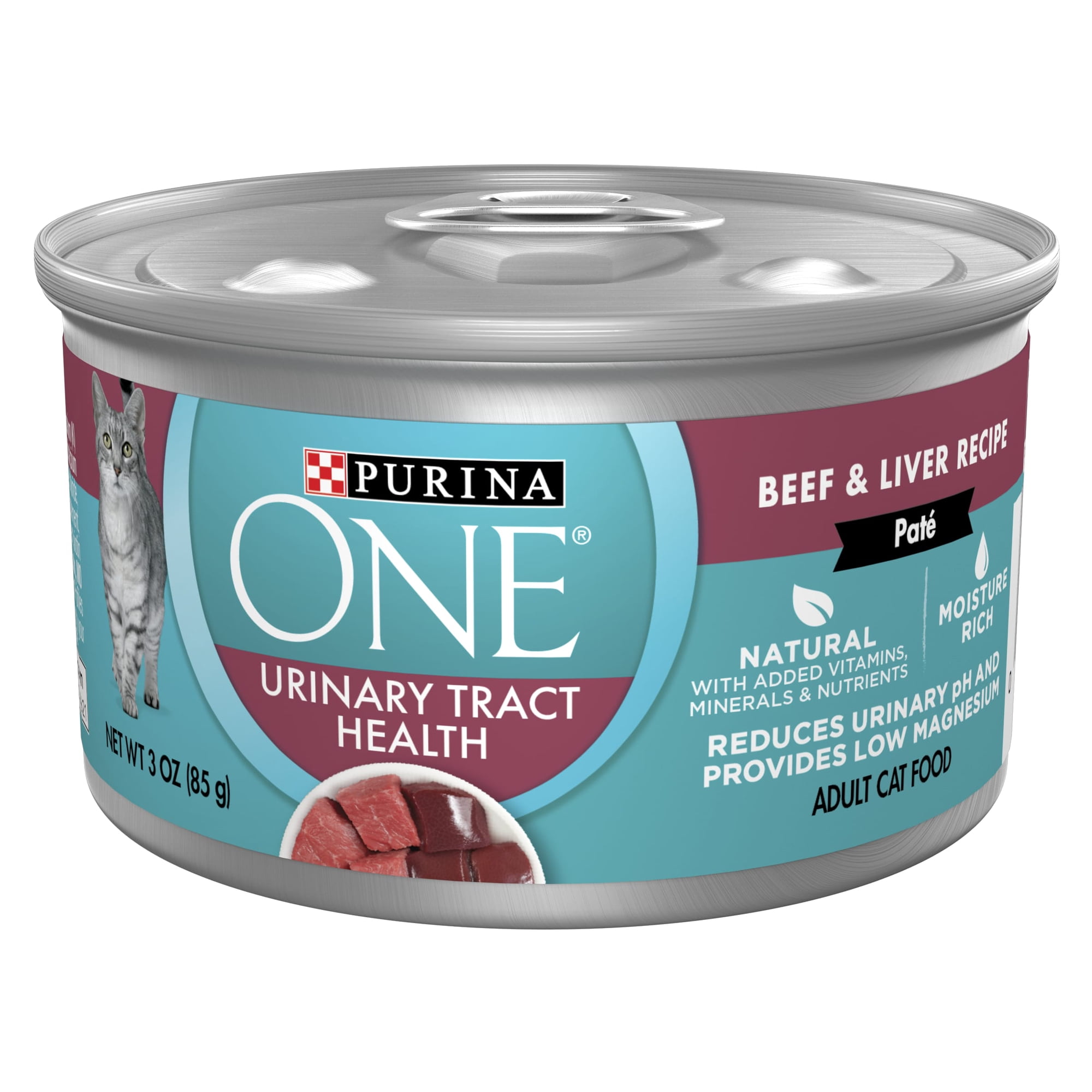 Purina One Urinary Tract Health, Soft Beef & Liver, Wet Cat Food Pate, 3 oz Cans, 12 Pack
