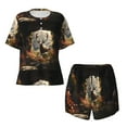thumbnail image 4 of Picia Enchanted Deer In Cave Pajamas Sets for Women Soft Short-Sleeved Pjs with Lounge Shorts Two Piece Sleepwear-Medium, 4 of 9