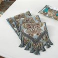 thumbnail image 3 of Nvzi Vintage Luxury Jacquard Damask Floral Table Runners Tea Table Decoration with Multi-Tassels 13"x117" Blue, 3 of 5
