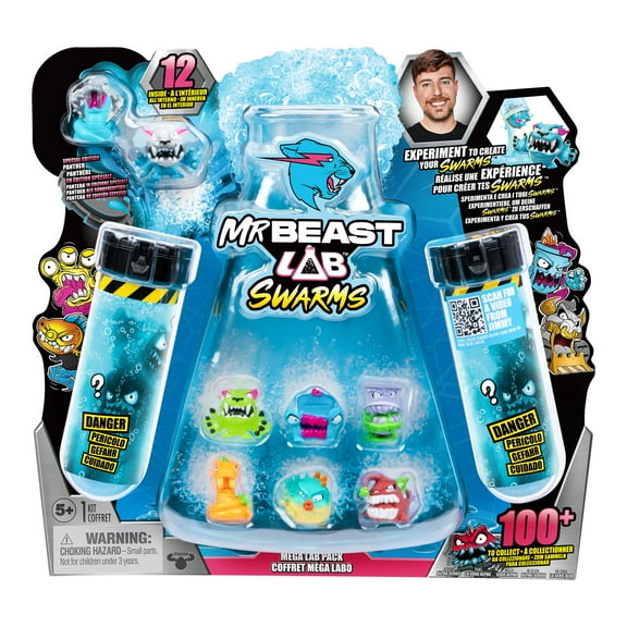 MrBeast Lab Swarms Lab 12 Pack, 1 Inch MrBeast Themed Swarms Figures, 100  to Collect, Ages 5 