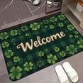 thumbnail image 5 of Green Golden Four-Leaf Clover Welcome Doormat, Soft Flannel Rubber Base, Indoor Outdoor Entry Mat, St. Patrick's Day Christmas Halloween Thanksgiving Decor, Hand Washable, 5 of 13