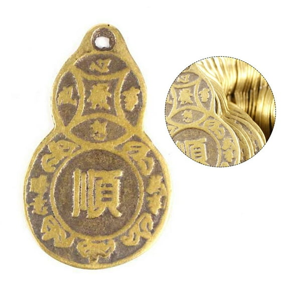 Chinese Fortune Coin Pure Brass Gourd Copper Coin Pendant Eight Trigrams