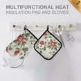 thumbnail image 4 of Yayeee Oven Mitts and Pot Holder Set of 2 Heat Resistant Kitchen Gloves Baking Hot Pad, Red Floral Pattern, 4 of 5