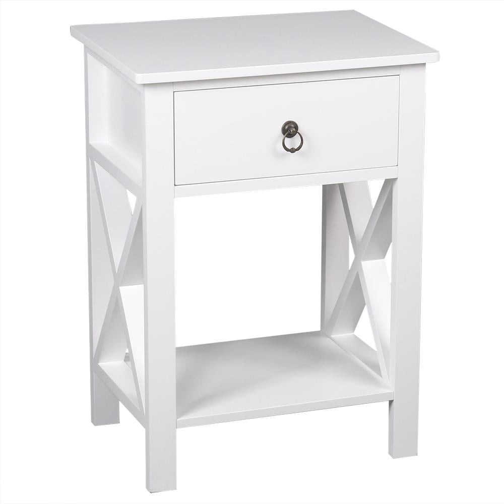 UBesGoo Set of 2 Night Stands for Bedroom Rustic Nightstand Bedside End Tables with Drawer Storage,White
