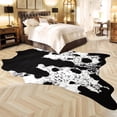 thumbnail image 3 of YJ.GWL Faux Cowhide Rug Animal Cow Print Rugs Floor Carpet for Living Room Home Decor,4.6'x5.2',Black & White, 3 of 6