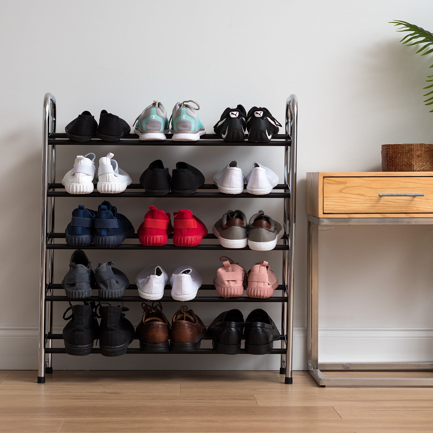 Wall-Mounted or Floor-Standing Grid 15 Pair Shoe Rack Five Slanted She <div  class=aod_buynow></div>– Inhomelivings