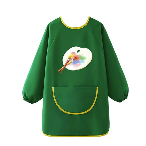 Kiijoy Children's Art Smock Cute Cartoon Long Sleeve Painting Apron with Pocket, Sizes 9-12