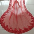thumbnail image 4 of Elegant Red Cathedral Wedding Veil with Sequins - 1.5m Wide Soft Tulle Bridal Veil with Metal Comb, 4 of 6
