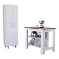 thumbnail image 1 of FM FURNITURE London 2-Piece Modern Engineered Wood Kitchen Set in White/Walnut, 1 of 10