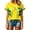 Yellow, variant on Women's Brazil 2026 Letter Print Top Linear Graphic Short Sleeve Crew Neck Oversized Soccer Fan Active Workout Team Sporty Shirt