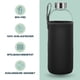 thumbnail image 2 of Botella de agua de vidrio con funda y tapa de acero inoxidable - tamaño de 50 ml - tapa a prueba de fugas, reutilizable, muy adecuada para viajes y almacenamiento de jugos de bebidas,, 2 of 5
