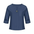 thumbnail image 5 of TODOZO Womens Linen Button Down Shirt Casual 3/4 Sleeve Cotton Blouse Loose Fit Collared Work Gauze Tops Cotton Linen Shirts for Summer V Neck Loose Vacation Beach Solid Blouses Tunic Tops, 5 of 6