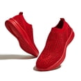 thumbnail image 3 of LUCKY STEP Fashion Breathable Rhinestone Sneaker Mesh Slip On Walking Shoes,Red,Womens, 3 of 6