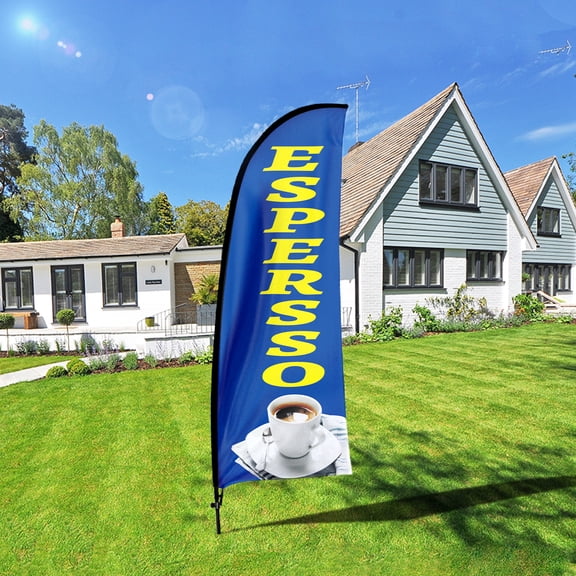 QSUM Espersso Sign Feather Flag with Pole Kit,7FT Espersso Decoration Display, Espersso Business Sign,Espersso Swooper FlagAdvertising Flag