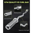 thumbnail image 5 of Olympic EZ Curl Barbell Bar, 47" EZ Curl Bar for Weight Lifting, Biceps, triceps, Back/Leg Muscle Group exercise,Chrome Curling Bar for 2 Inch Weight Plates,with 2 Spring Collars, 5 of 7