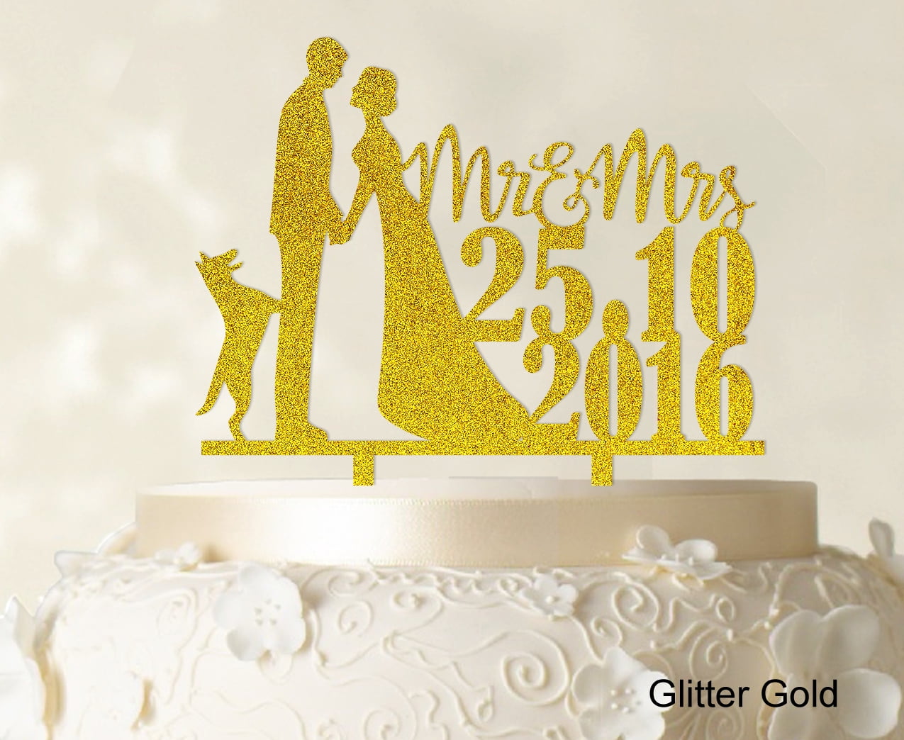 "Personalized ""Mr And Mrs"" Wedding Cake Topper Dog Silhouette Custom ...