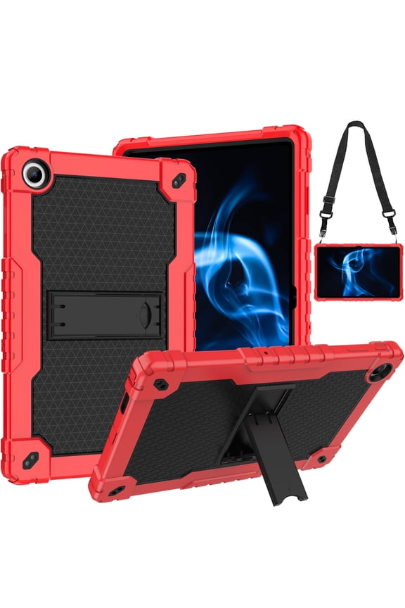 Case For Onn. 10.4" Tablet Pro 2023 Model: 100110603 Heavy Duty Protective Cover with Kickstand Built in Shoulder Strap Kids Friendly Shell Case Fit for Onn 10.4 inch Tablet Pro - Red+Black