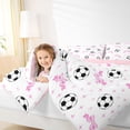 thumbnail image 3 of Erosebridal Pink Bowtie Soccer Twin Comforter Sets, Cute Sport Bedding Set for Girls and Boys, Pink Reversible 2-Piece, 1 Comforter and 1 Pillowcase, 3 of 6
