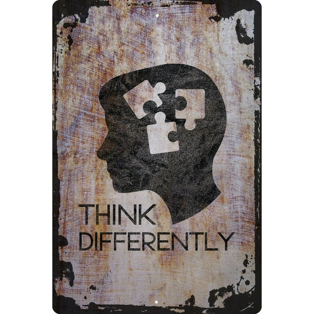Flat Canvas Wall Art Print Think Differently Autism Awarness Support Puzzle  Piece Decorative Art Wall Decor Funny Gift 