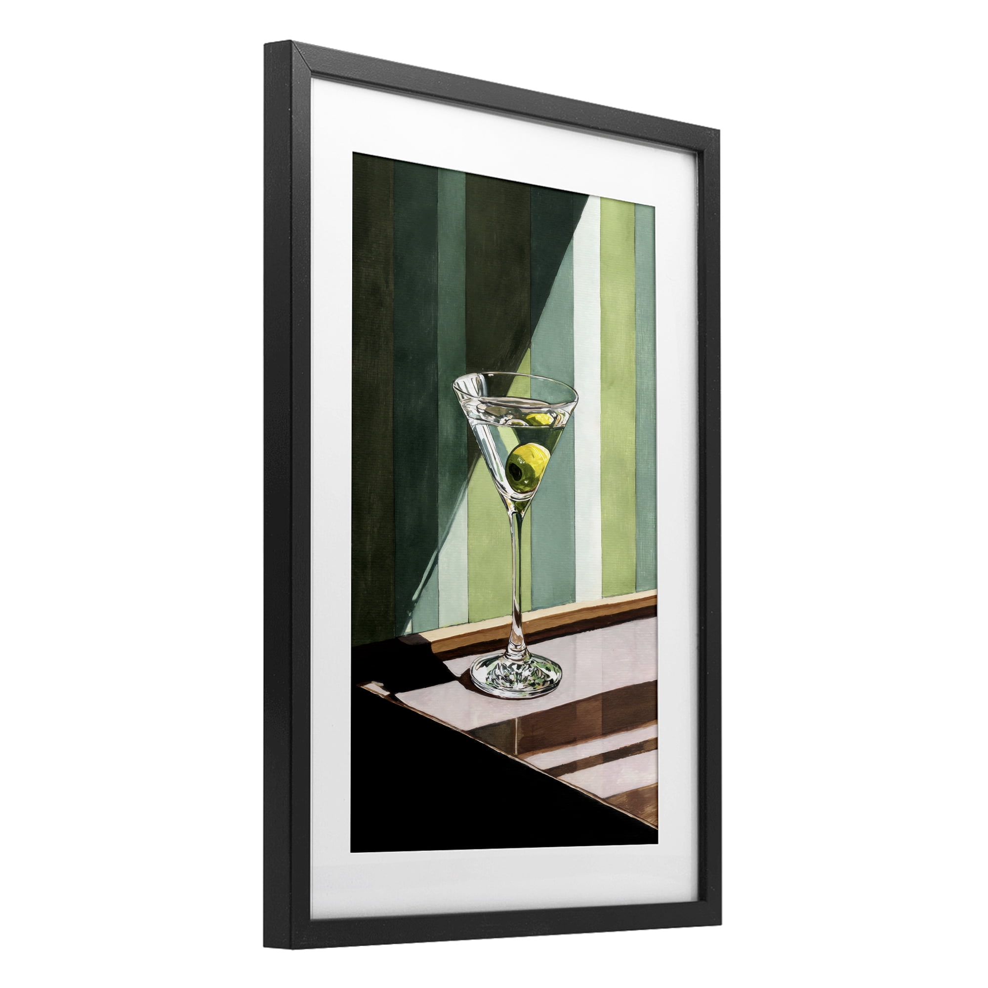 Stupell Industries Olive Martini in Sun Beam Black Framed Print Under Glass, design by Petal Prints Design