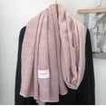 thumbnail image 5 of Versatile Fluffy Soft Solid Color Cotton Linen Scarf for Women Winter Patchwork Wrinkled Edge Large Shawl, 5 of 9