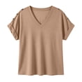 thumbnail image 3 of Womens Summer T-Shirts Short Sleeve V Neck Dolman Tops Loose Fit Shirts Spring Fashion, 3 of 6