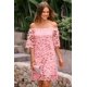 thumbnail image 5 of Vestido PRETTYGARDEN Mini de Encaje Floral Rosa con Hombros Descubiertos XL, 5 of 8