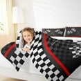 thumbnail image 4 of Manfei Racing Flag Bedding Comforter Set,Speed Sport Twin Comforter Sets,White Black Plaid Bedding Set For Boys Teens,Super Cozy Room Decor,2 Pieces, 4 of 8