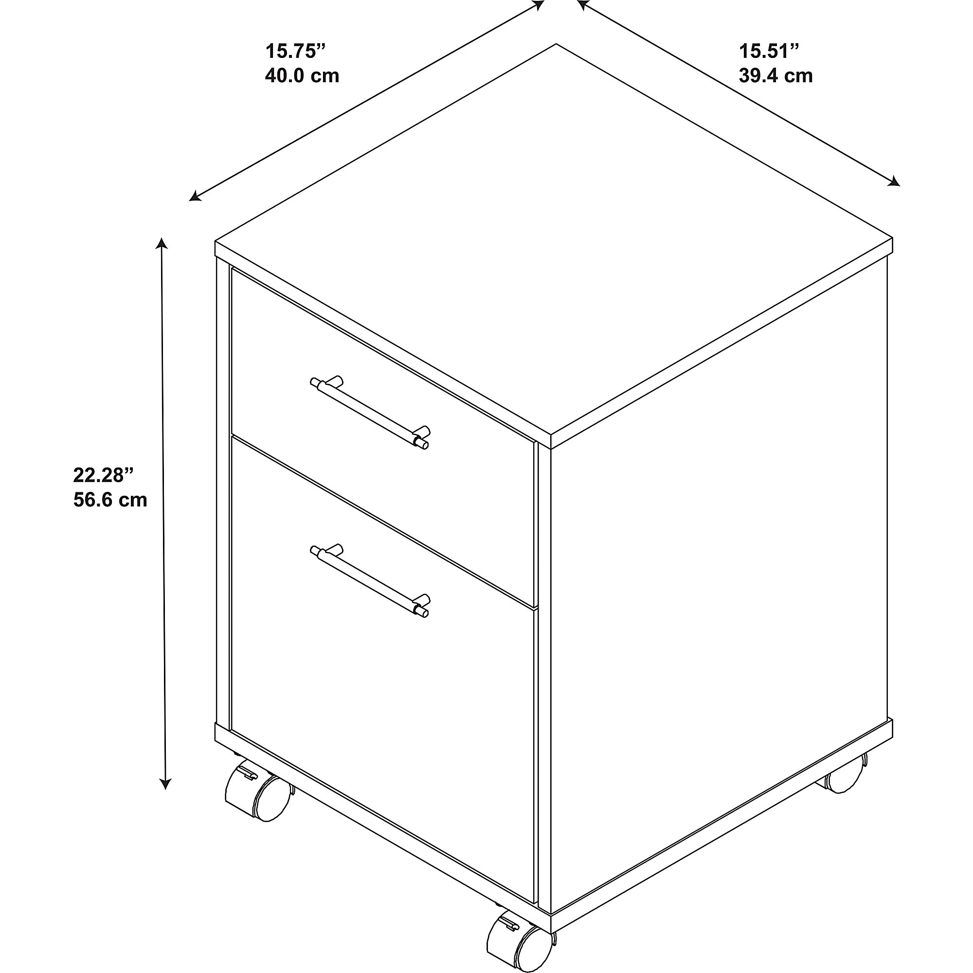Bush Furniture Key West Mobile File Cabinet, 2 Drawer, Pure White Oak - image 4 of 8