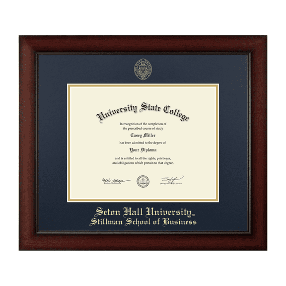 Framerly - SHU Business Diploma Frame with Navy and Gold Mat