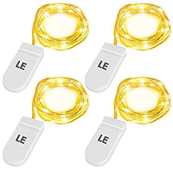 LE Fairy Light Battery Operated, Warm White, 3.3ft 20 Micro Starry LED, Waterproof Decorative Cooper Wire String Light for Indoor...