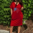 thumbnail image 3 of Wycnly Womens Dresses 4th July Independence Day Loose Pocket Tunic Knee-Length Dresses Casual Horse US Flag Print V-Neck Short Sleeve Midi Summer Dress Red xl Clearance Under $5, 3 of 4